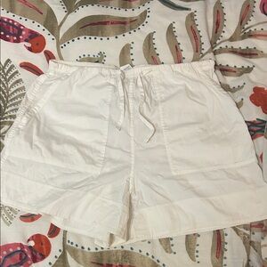 White Cotton-Blend Poplin High-Rise Shorts M